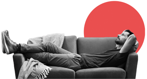 man lying on couch